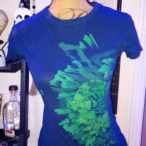 Blue and Green Graphic Women's Top